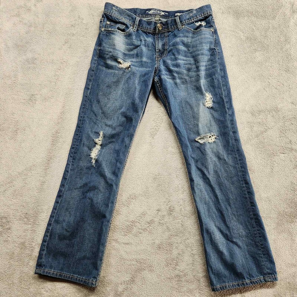 Seven 7‎ Jeans Men's Mens Measured 34x29 Straight Distressed Y2K Vintage Retro